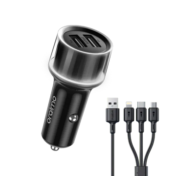 Highway 15 – 15.5W Car Charger, Dual USB & LED Light Ring