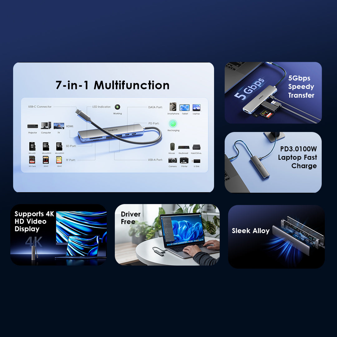 PowerTrans USB Hub 7-IN-1
