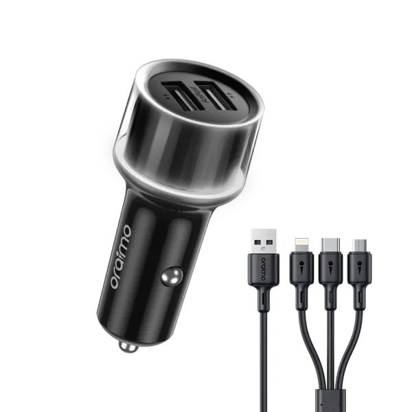 Highway 15 – 15.5W Car Charger, Dual USB & LED Light Ring