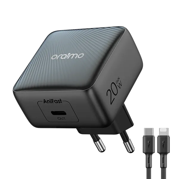 PowerCube 20W GaN Fast Charger Kit USB-C to Lightning Cable