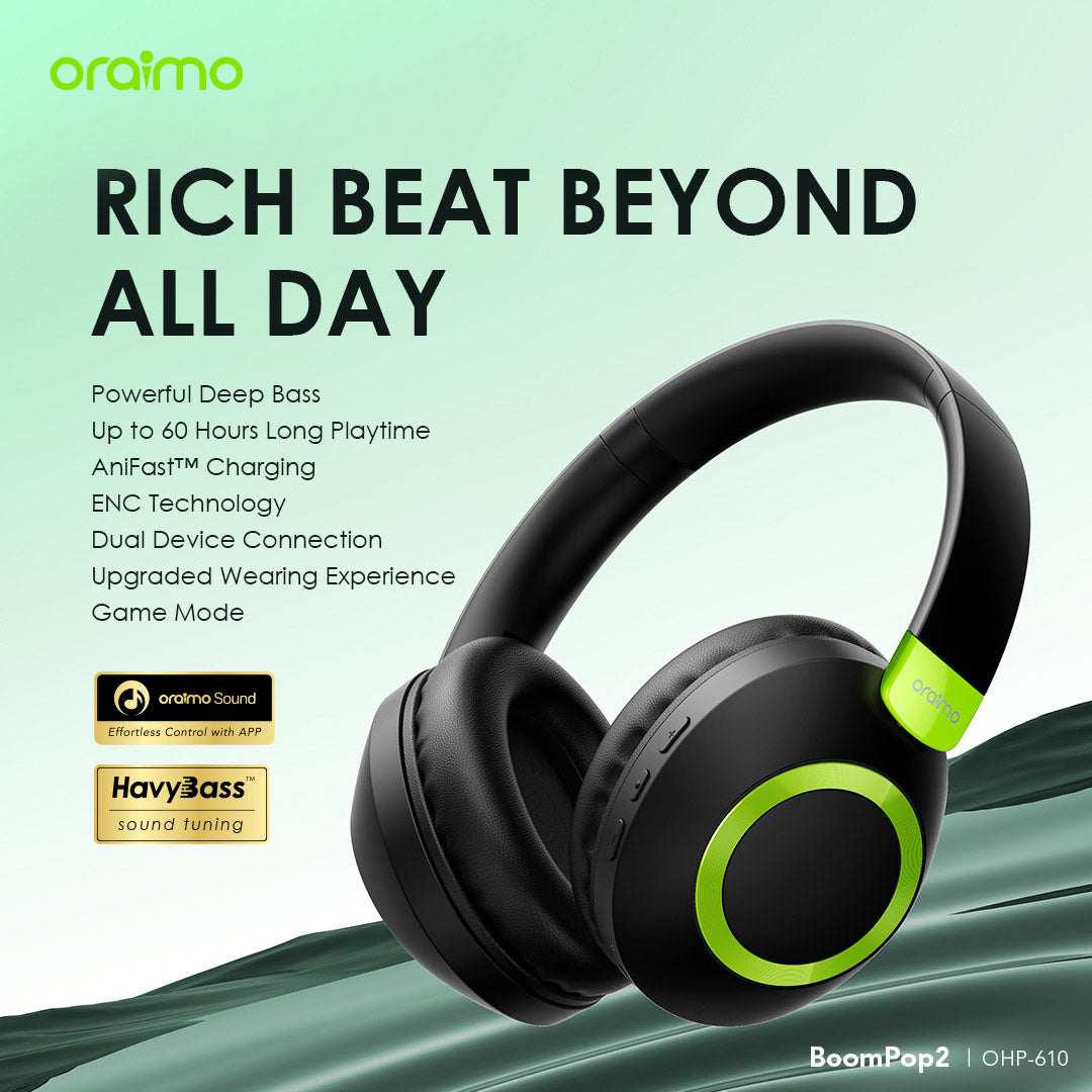 BoomPop 2 – 60h Battery, Bass Boost, ENC Mic & Dual Connection