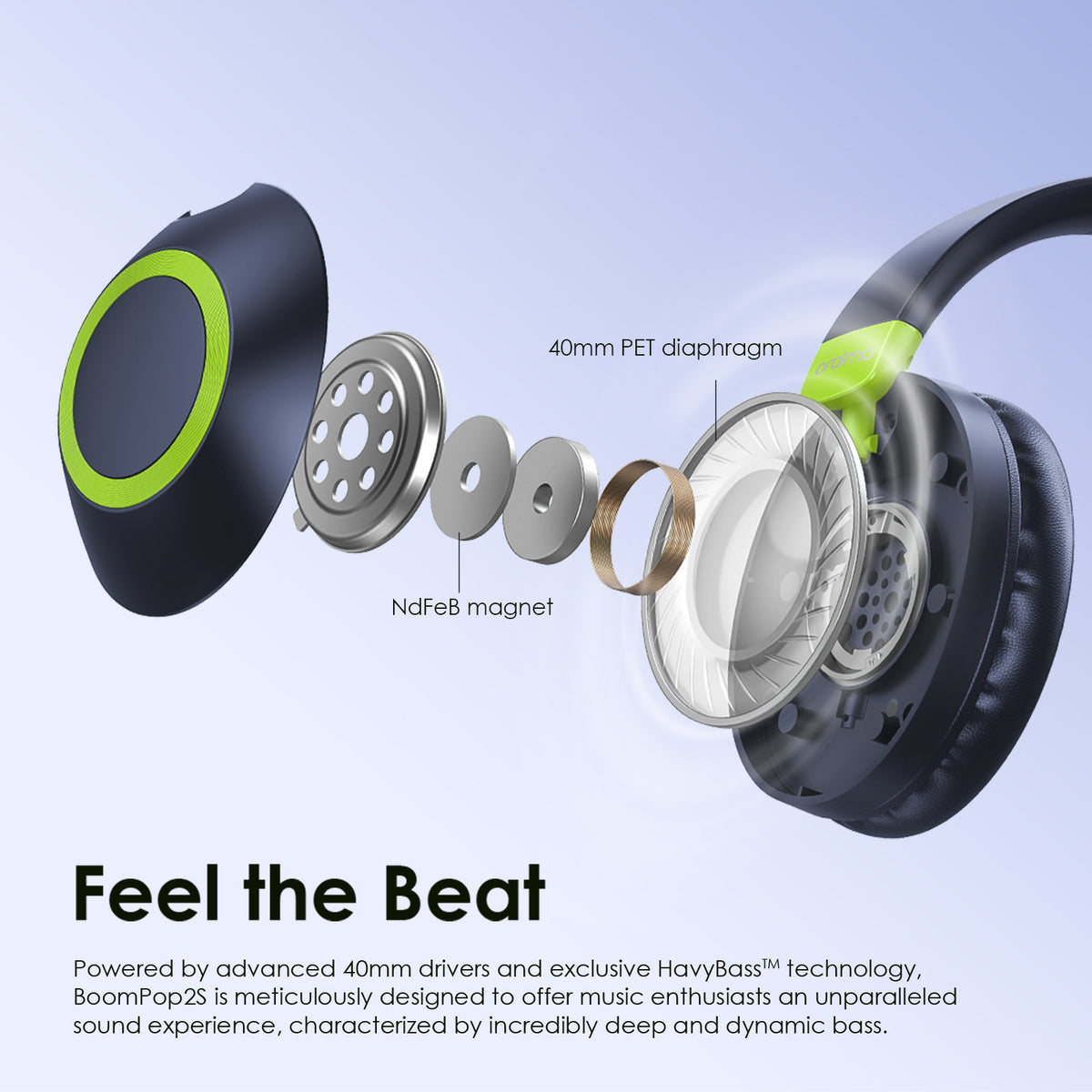 Boost Gester oraimo BoomPop 2S – Gesture Control, 60h Battery, Bass Boost & ENC Mic