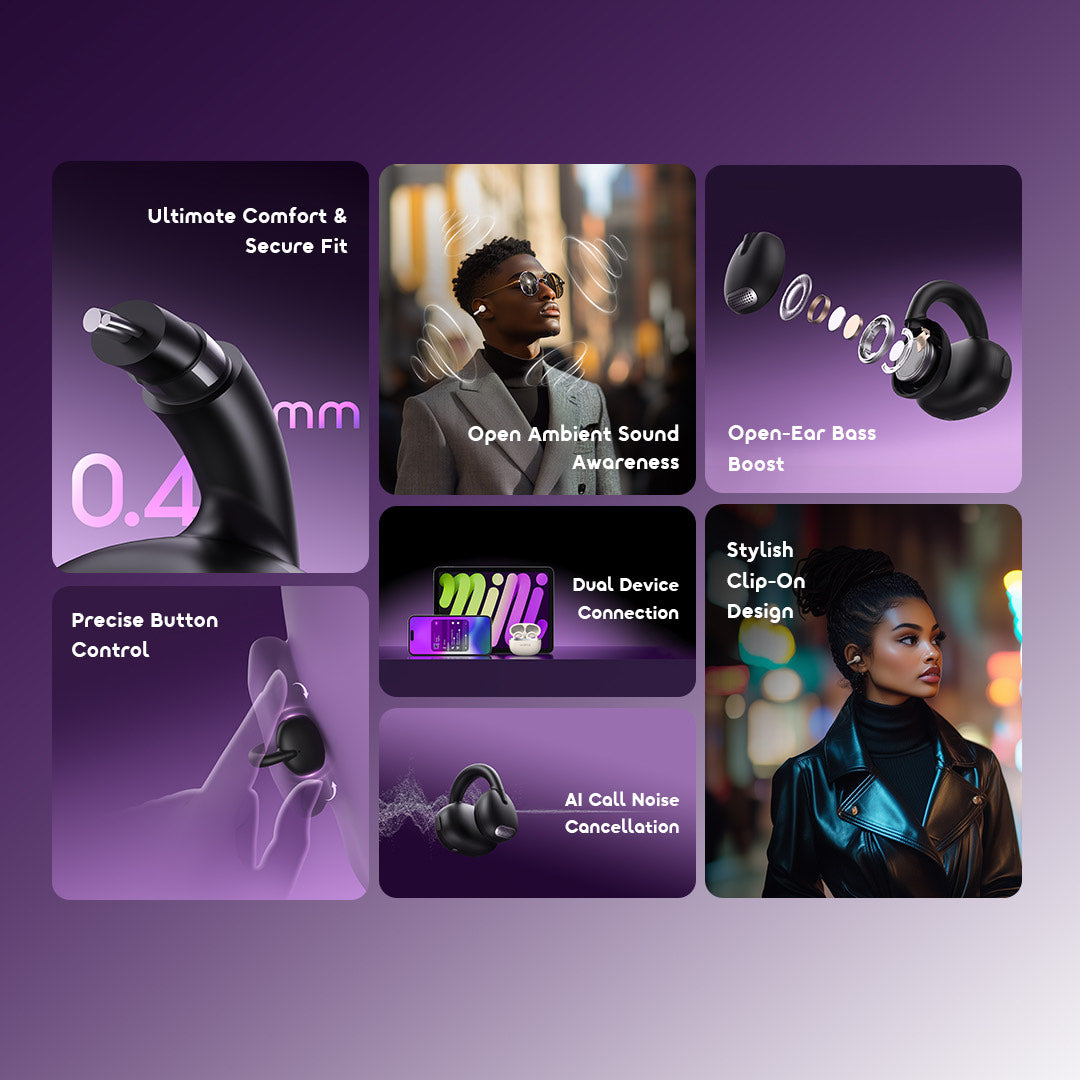 OpenSnap – Open-Ear Fit, ENC Mic & 26h Battery,