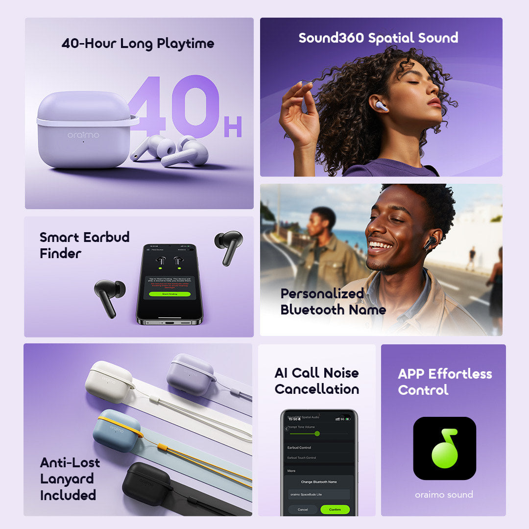 SpaceBuds Lite – 40h Playtime, ENC Calls & Powerful Bass