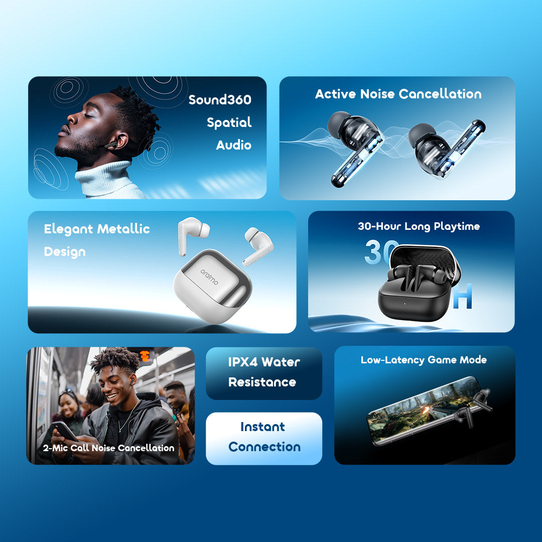 SpaceBuds Neo+, ANC, 30h Playtime & Sound360™ Spatial Audio
