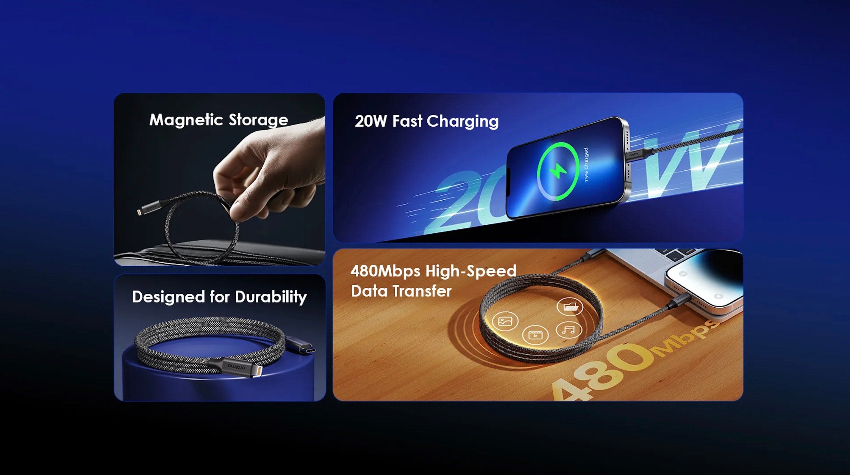 MagCable – Magnetic USB-C to Lightning - 20W Fast Charging- 1M