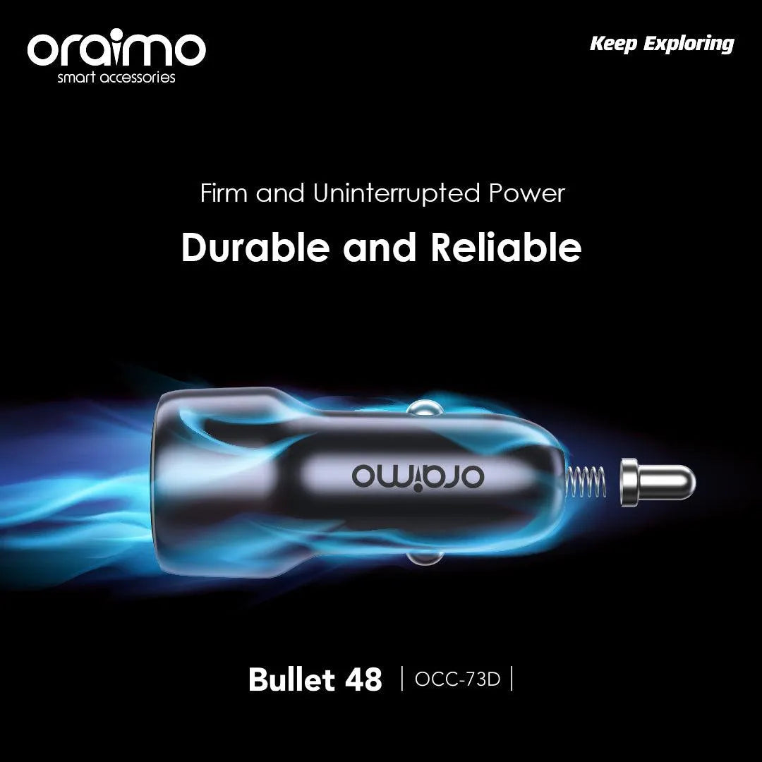 Bullet 48 – 48W Car Charger, Dual Output & Compact Size