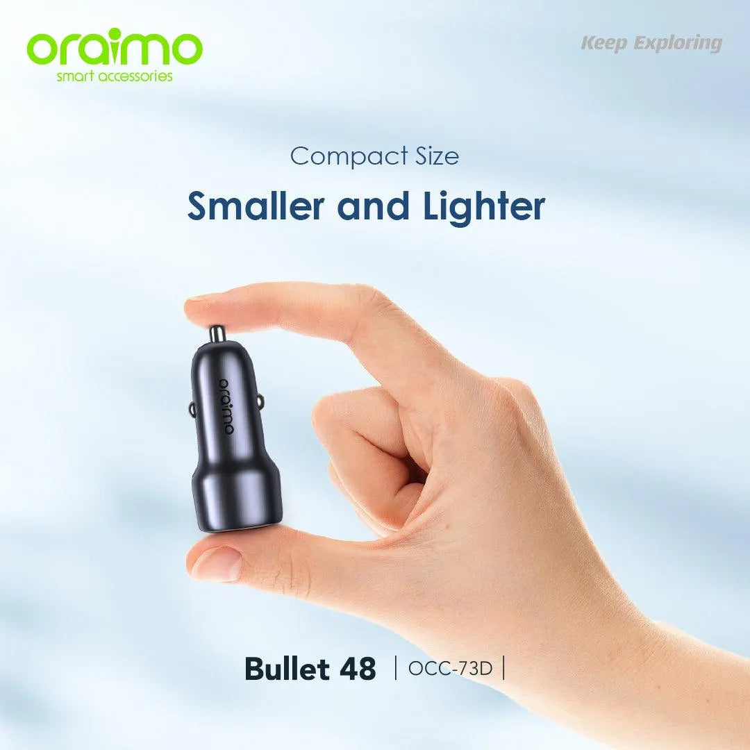 Bullet 48 – 48W Car Charger, Dual Output & Compact Size