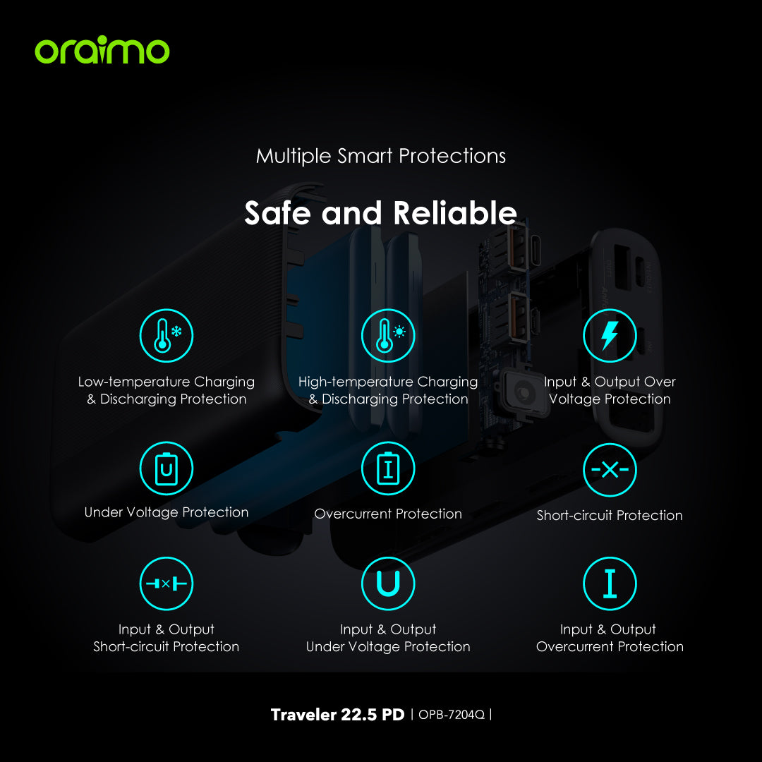 Traveler 22.5 PD – 20000mAh Power Bank with LED Flashlight & 22.5W Fast Charging