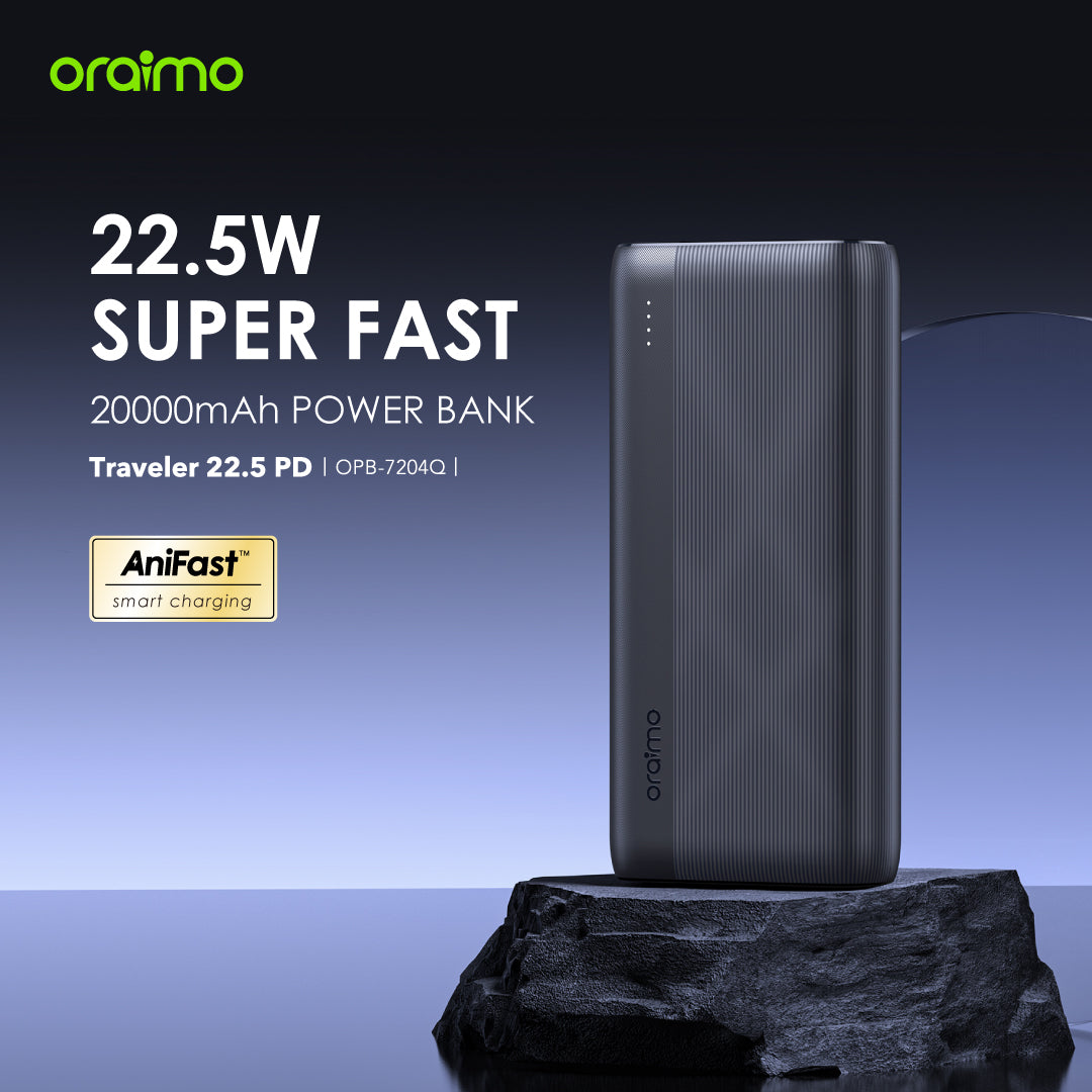 Traveler 22.5 PD – 20000mAh Power Bank with LED Flashlight & 22.5W Fast Charging