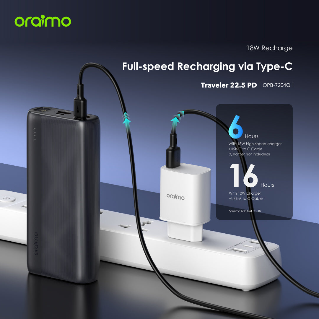 Traveler 22.5 PD – 20000mAh Power Bank with LED Flashlight & 22.5W Fast Charging