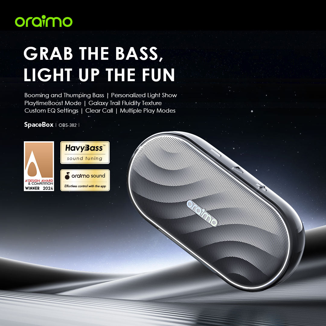 SpaceBox – Bluetooth Speaker with Bass Boost, LED Light & 30h Battery