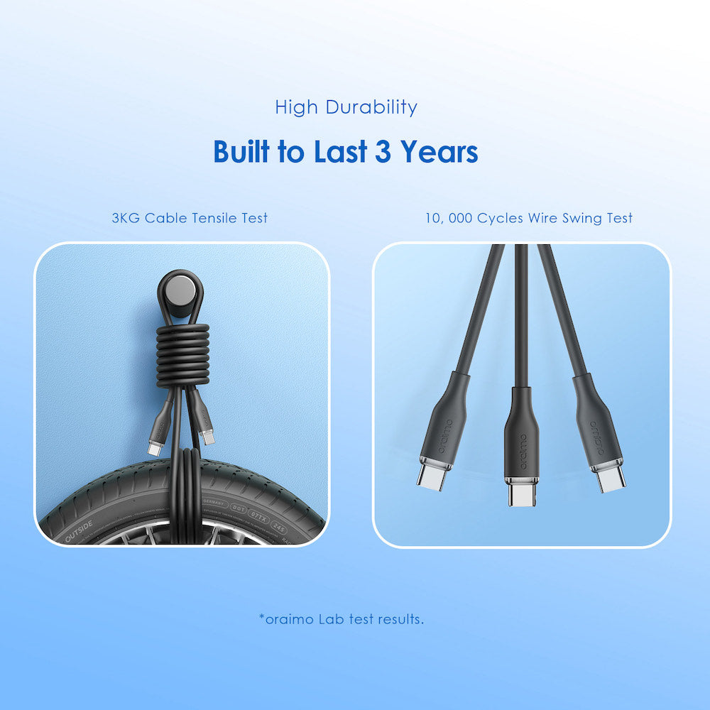 SilkLine – 60W Type-C to Type-C Cable, 1M, Durable & Dust Resistant