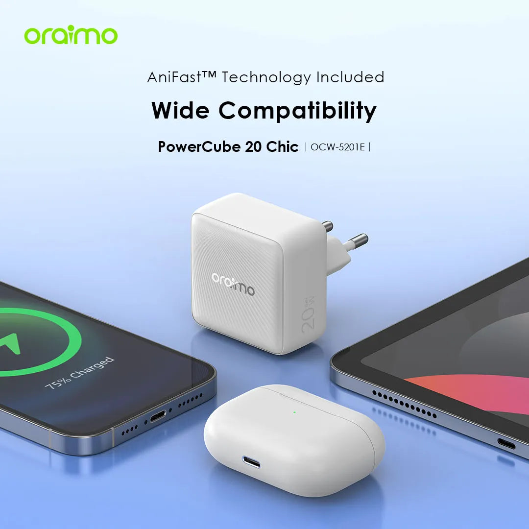 PowerCube 20W GaN with USB-C to USB-C Cable