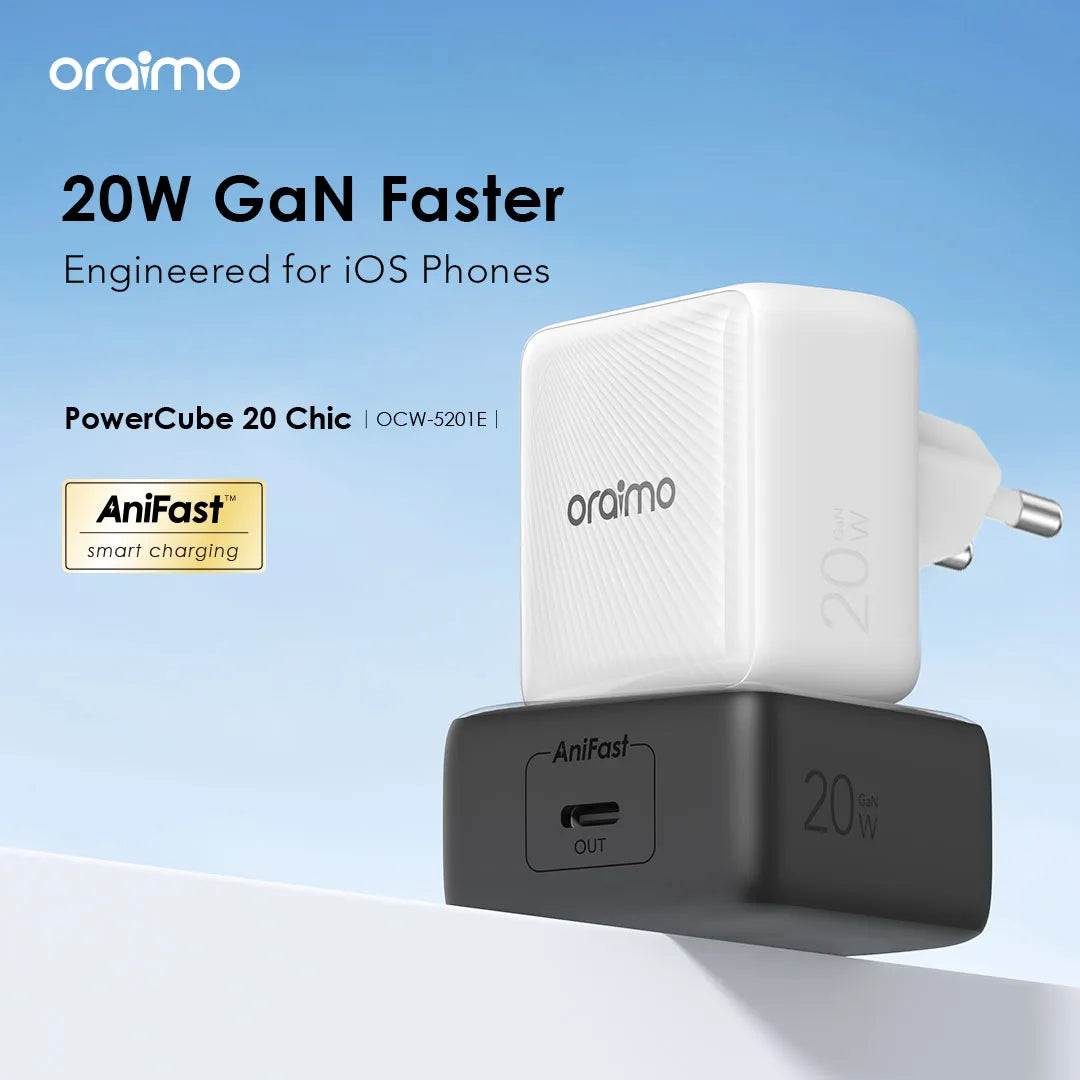 PowerCube 20W GaN Fast Charger Kit USB-C to Lightning Cable