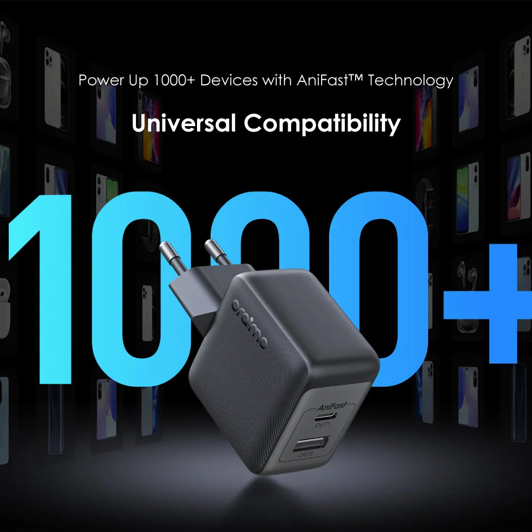 PowerCube 33 Pro – 33W Dual-Port GaN Fast Charger with 60W USB-A to USB-C Cable